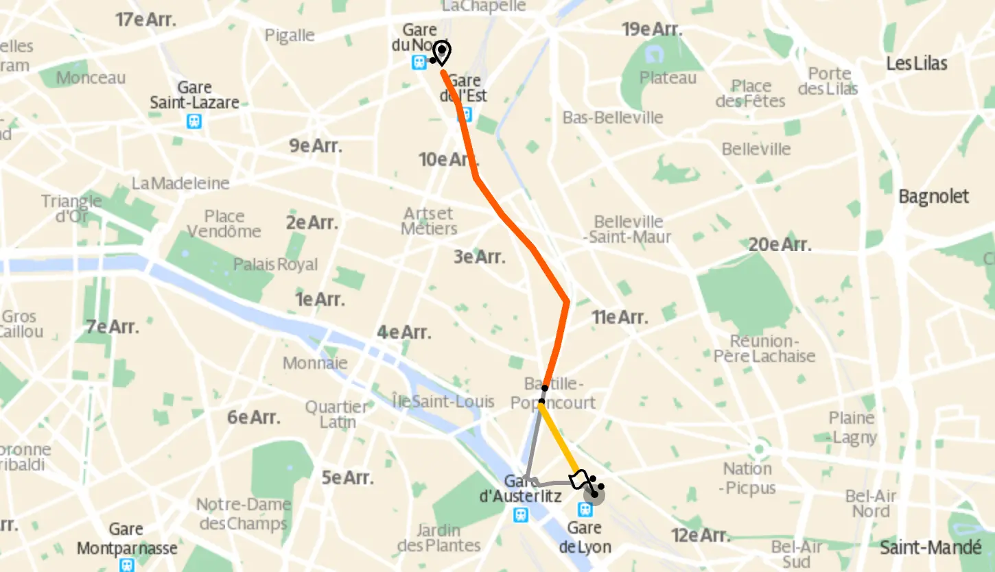 Metro Route Gare Du Nord To Gare De Lyon